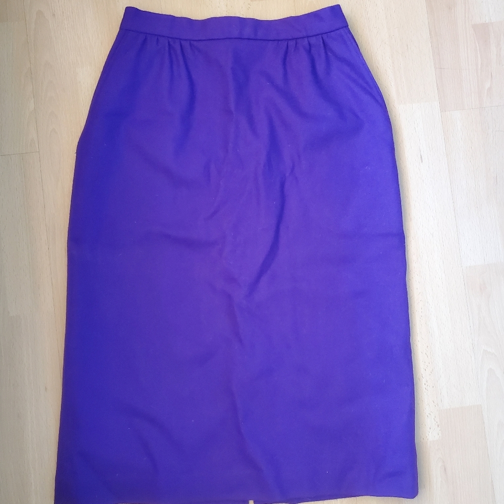 Purple Koret Wool Pencil Skirt